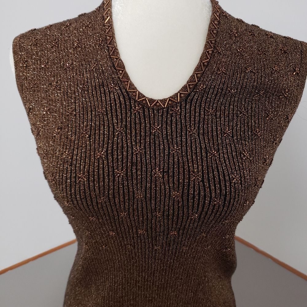 Cache Sparkly Copper Top Sz Large - image 5